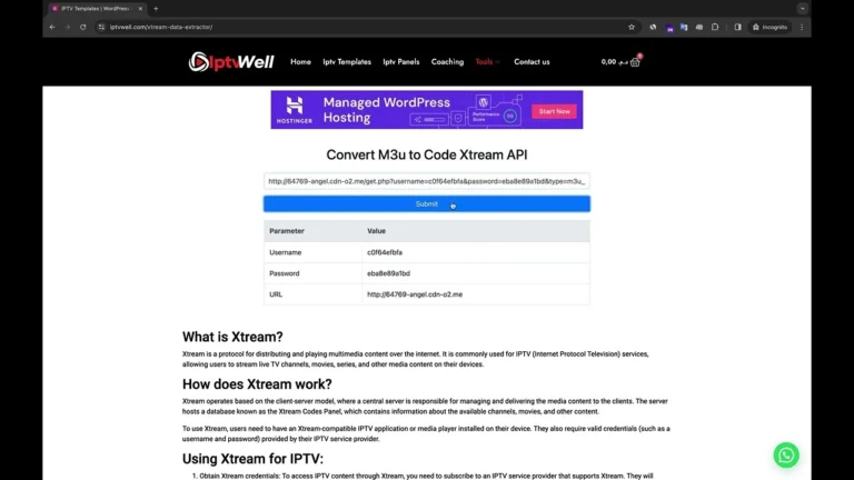 M3U to Xtream Code Converter